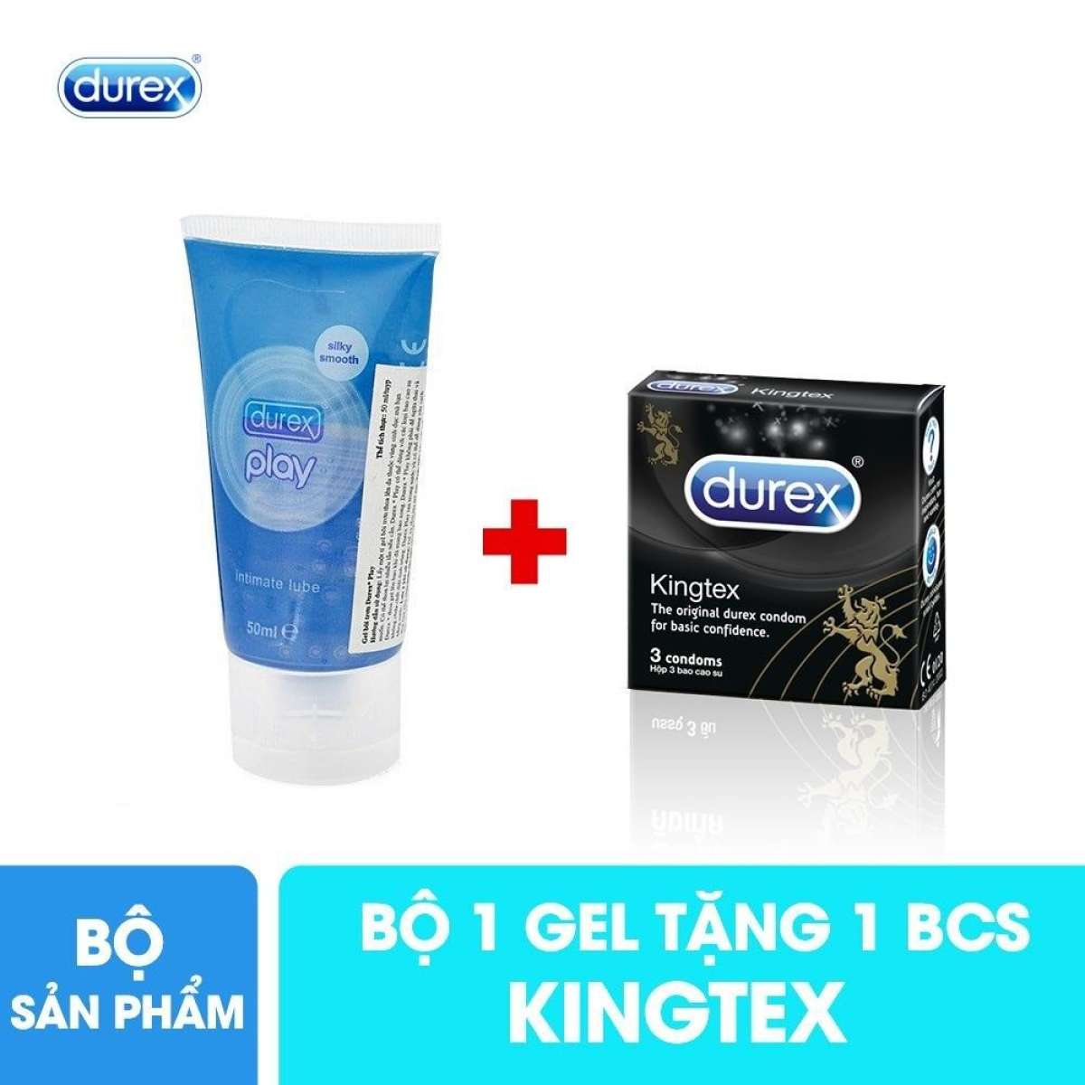 Combo 1 chai Gel bôi trơn Durex PLAY 50ml - Dịu mát tặng 1 hộp bcs Kingtex 3c