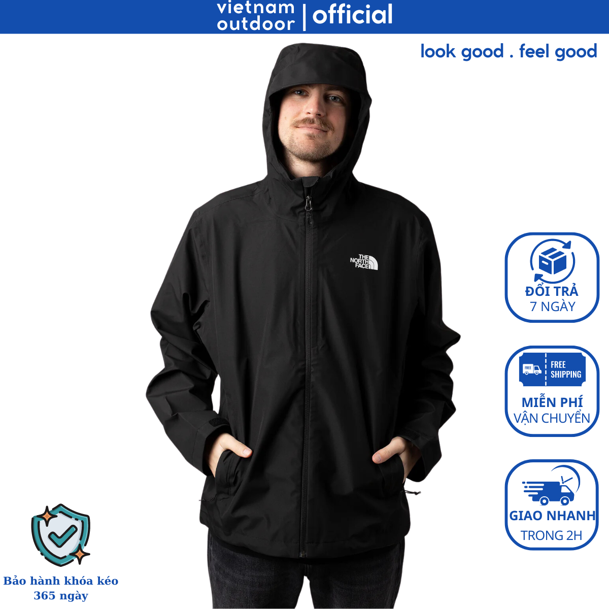 Áo Khoác Dù Chống Nắng THE NORTH FACE WINDBREAKER JACKET 1 Lớp Chống Thấm Nước Nhẹ Cuộn Thành Túi Nhỏ Gọn
