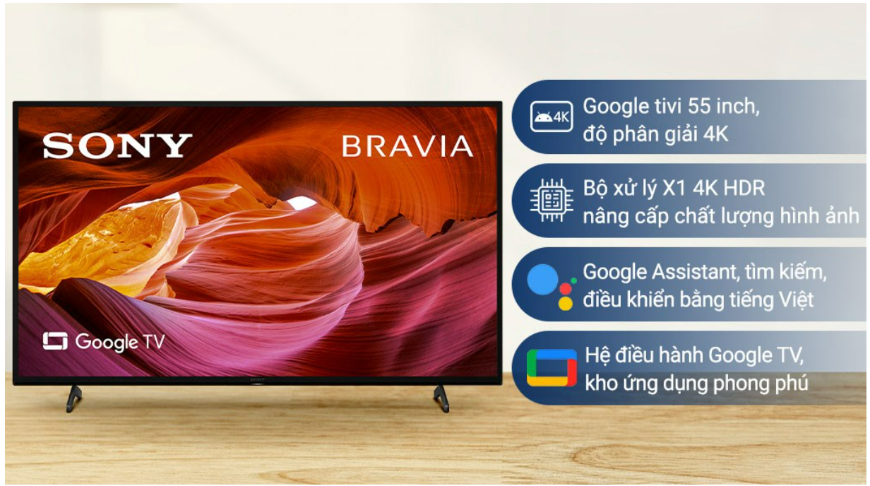Tivi Sony Google Tivi 4K 55 inch KD-55X75K