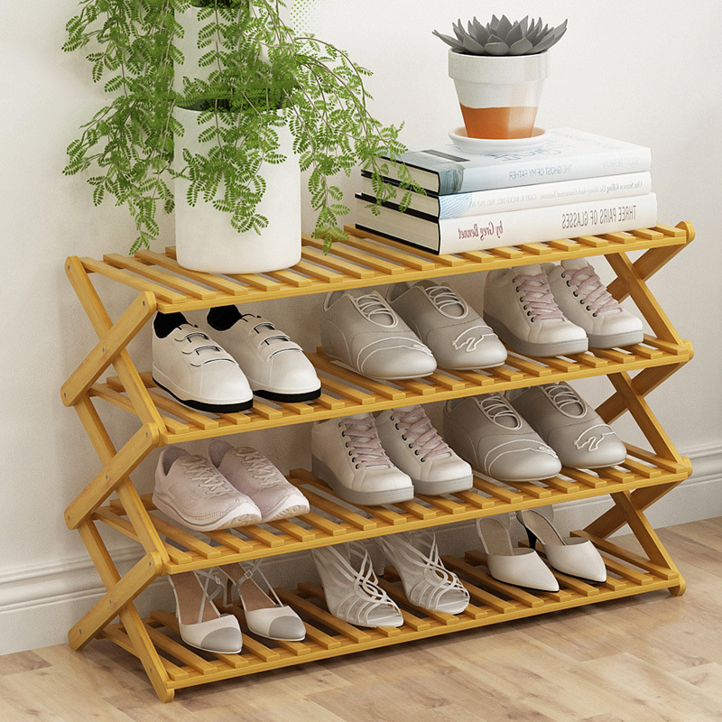 Kệ để giày dép bằng gỗ, tủ đựng giày 4 tầng - Màu Nâu Đỏ, Vàng, Ghi ke de giay dep 4 tầng thông minh -Kệ giày dép nhiều tầng gỗ Keo cao cấp, giá giày gấp xếp gọn nhẹ, không cần lắp ráp