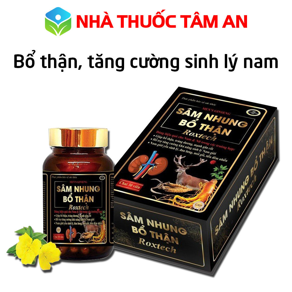 Viên uống Sâm Nhung Bổ thận Roxtech giúp bổ thận tráng dương, tăng cường sinh lý nam, mạnh gân cốt - Hộp 30 viên