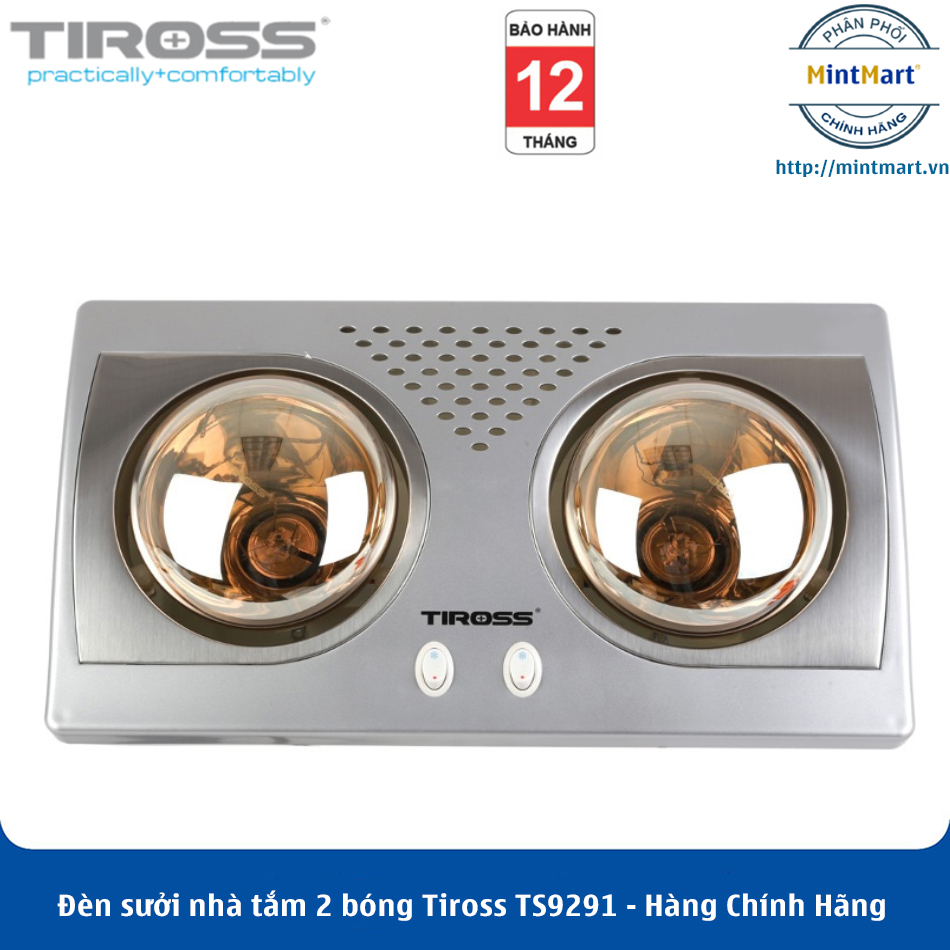 Đèn sưởi nhà tắm 2 bóng tiross ts9291 - hàng chính hãng