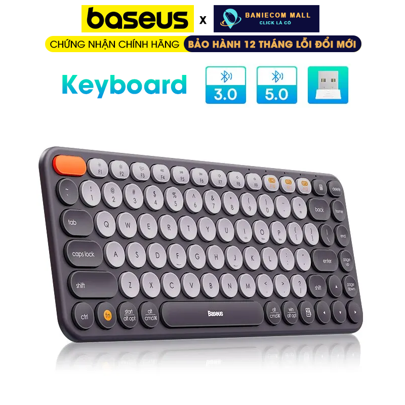 Bàn phím không dây baseus k01a wireless tri-model bluetooth reciver 2.4ghz 3.0ghz ios windows macos - baniecom