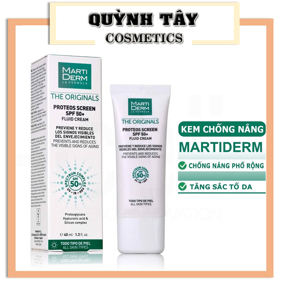 Kem chống nắng phổ rộng MARTI DERM The Proteos Screen SPF50+ 40ml giảm mụn, nám và tăng sắc tố da, phù hợp mọi loại da