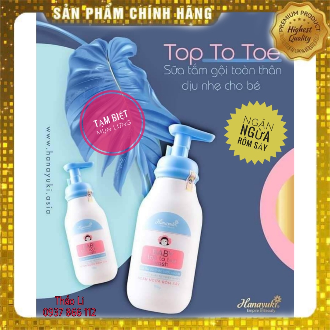 Sữa tắm gội thảo dược cho em bé hanayuki - baby top to toe wash