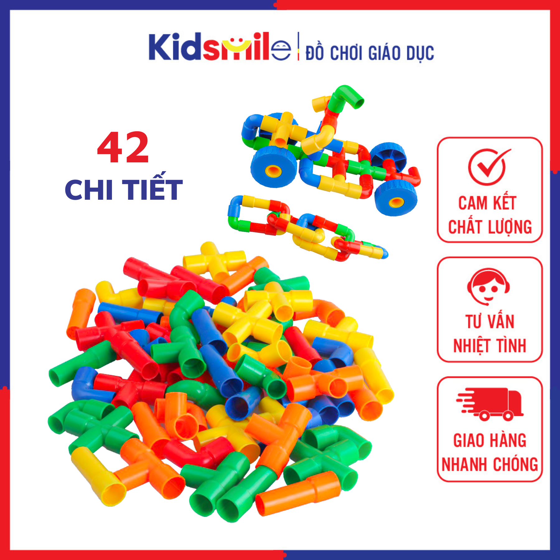 Đồ Chơi Trẻ Em Túi Xếp Hình Ống Nước 42 Chi Tiết Nhựa Nguyên Sinh An Toàn Nhiều Màu Sắc Giúp Trẻ Từ 3 Tuổi Trở Lên Phát Triển Trí Tưởng Tượng Và Tư Duy Sáng Tạo