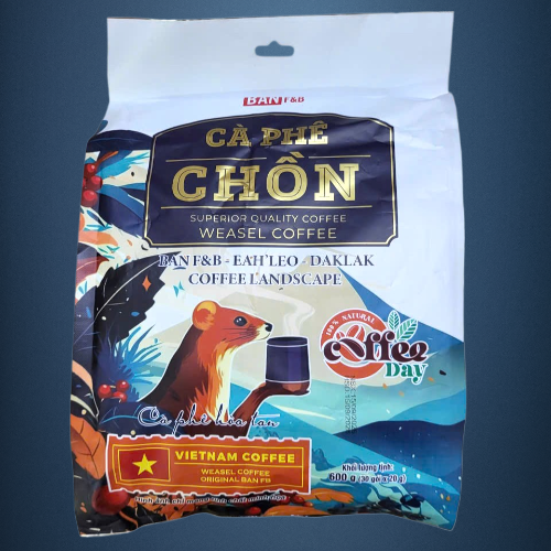 BẢN F&B - Túi CHỒN 600gr / 30 gói - CÀ PHÊ HÒA TAN HƯƠNG CHỒN Original Weasel Coffee