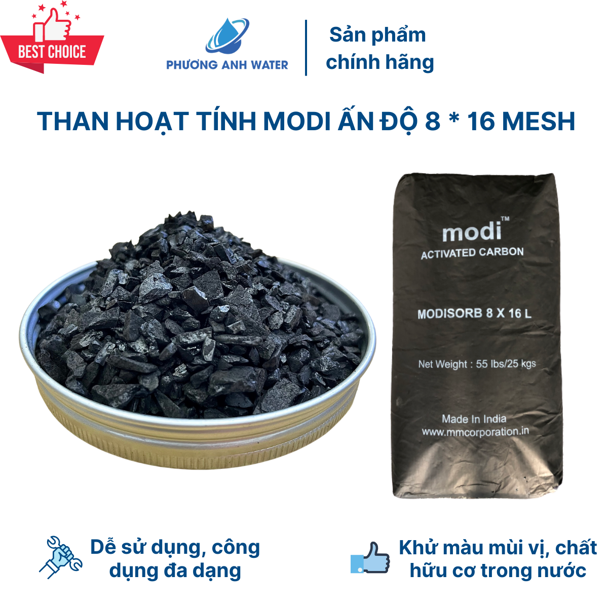 Theo kg - Than hoạt tính Modi Ấn Độ dùng trong lọc tổng, lọc đầu nguồn