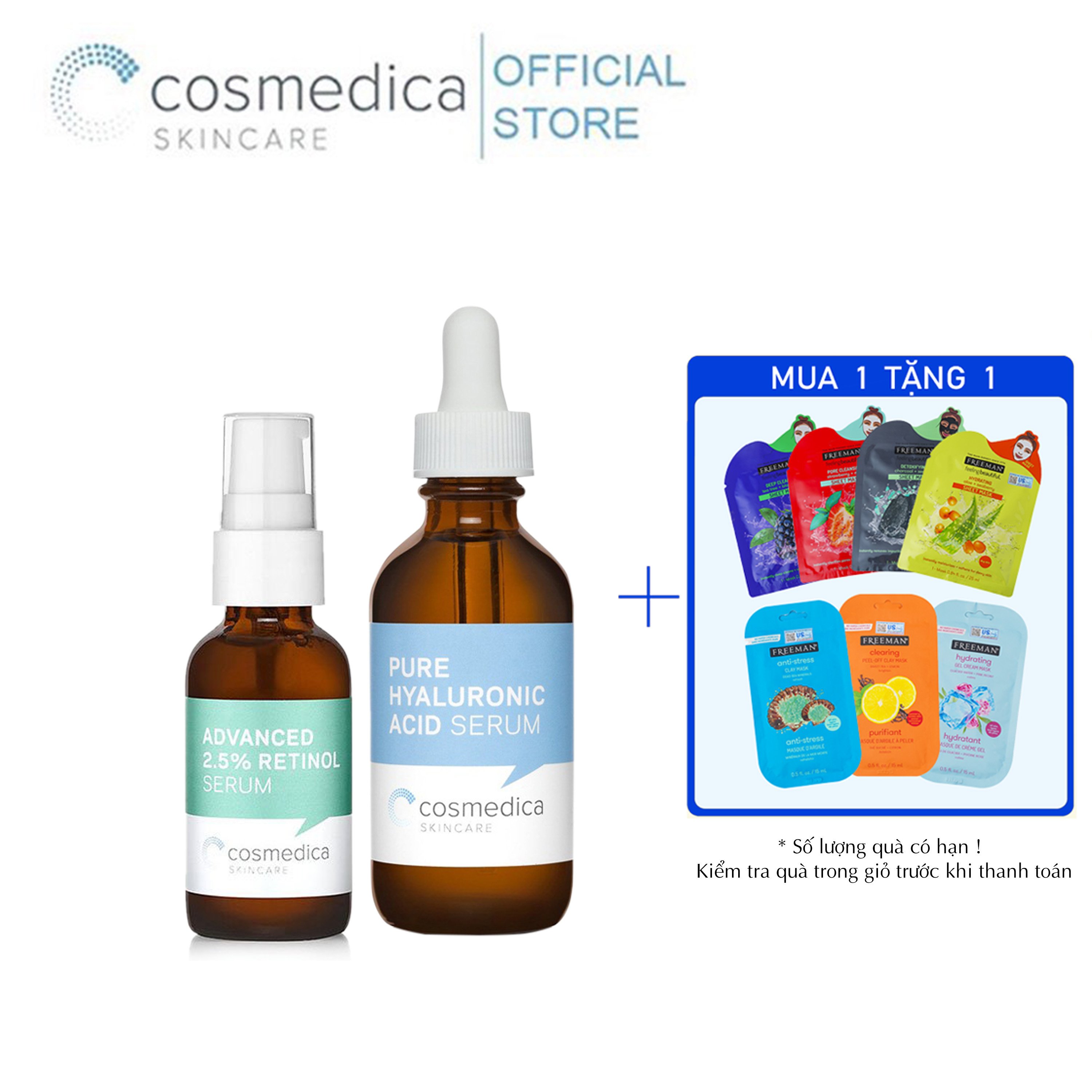 COMBO Serum Cosmedica 2.5% Retinol + Serum Cosmedica Hyaluronic Acid