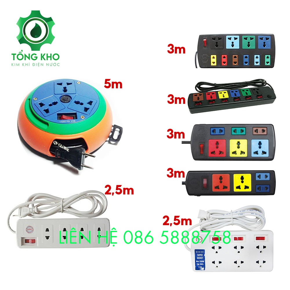 Ổ cắm điện LIOA đa chức năng, có công tắc, đa dạng mẫu mã - Ổ cắm an toàn, có độ bền cao, tương thích với nhiều thiết bị, dây dẫn dài, bọc nhựa dày, mềm dẻo linh hoạt, cách điện tốt - Tổng kho kim khí điện nước