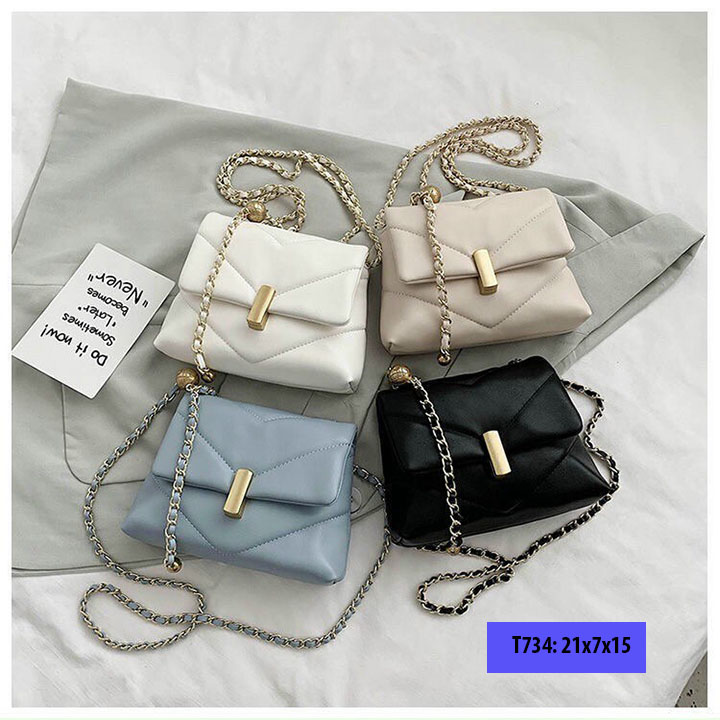 TTúi xách tay đeo chéo nữ da trám dây chuông sang chảnh phong cách hàn quốc T734