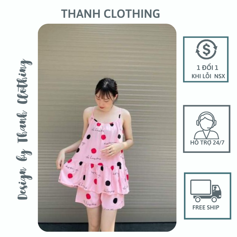Bộ đùi bầu, áo hai dây, vải lanh thái siêu mát mềm, mịn, nhẹ, đường may không chỉ thừa - Freesize 45-70kg