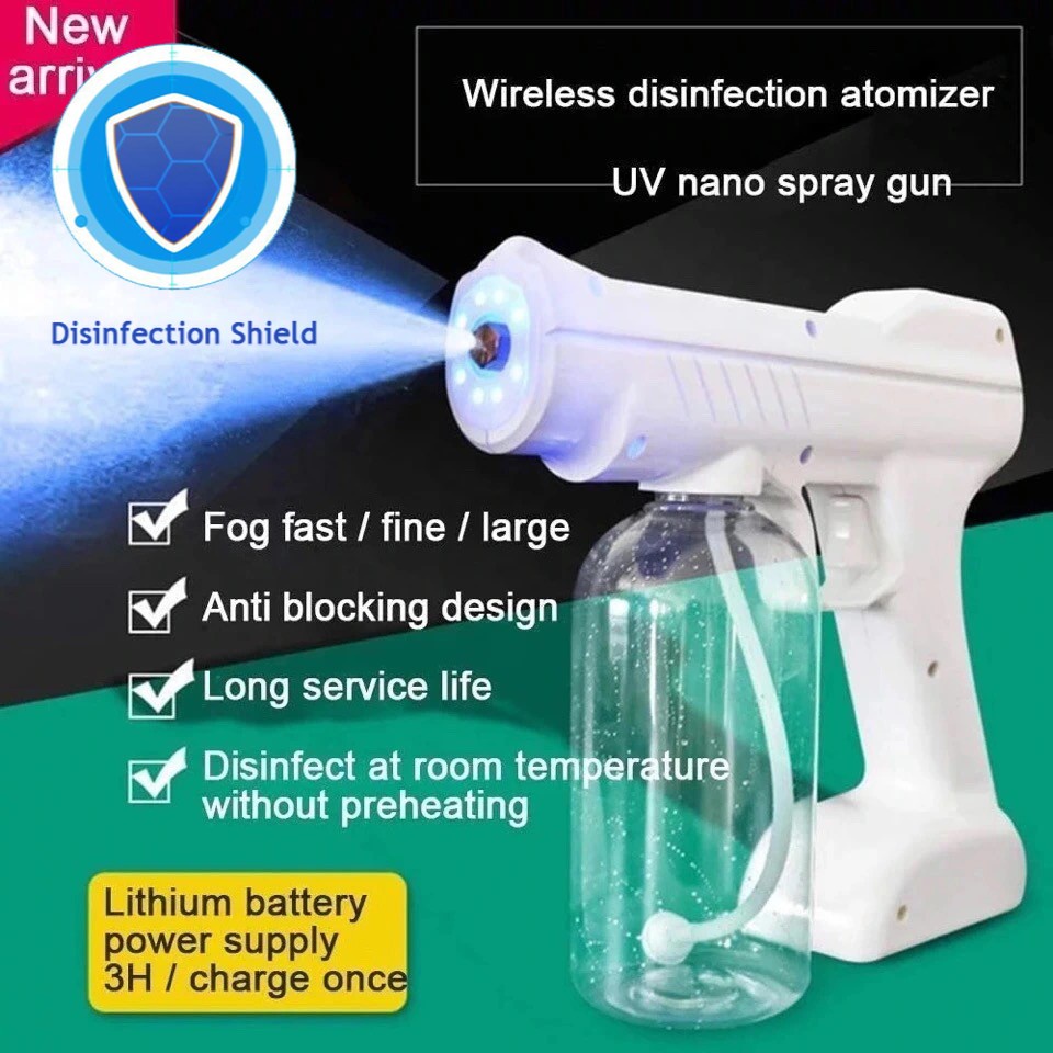 [HCM][SẴN HÀNG- NOW SHIP) Máy Phun Xịt Khử Khuẩn Diệt Khuẩn Không Dây Chống Vi Khuẩn Virut Dung Tích 800ML Súng Phun Sương Cầm Tay Máy Khử Trùng Nano Tích Hợp Đèn Xịt Diệt Khuẩn Tiệt Trùng Bằng Tia UV Diệt 999% Vi Khuẩn