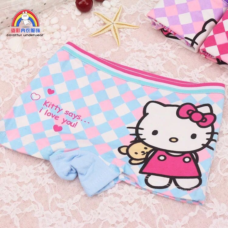 Set 4 Quần lót, quần chip đùi Hello Kitty chất cotton cực mịn mát cho bé từ 10-28kg