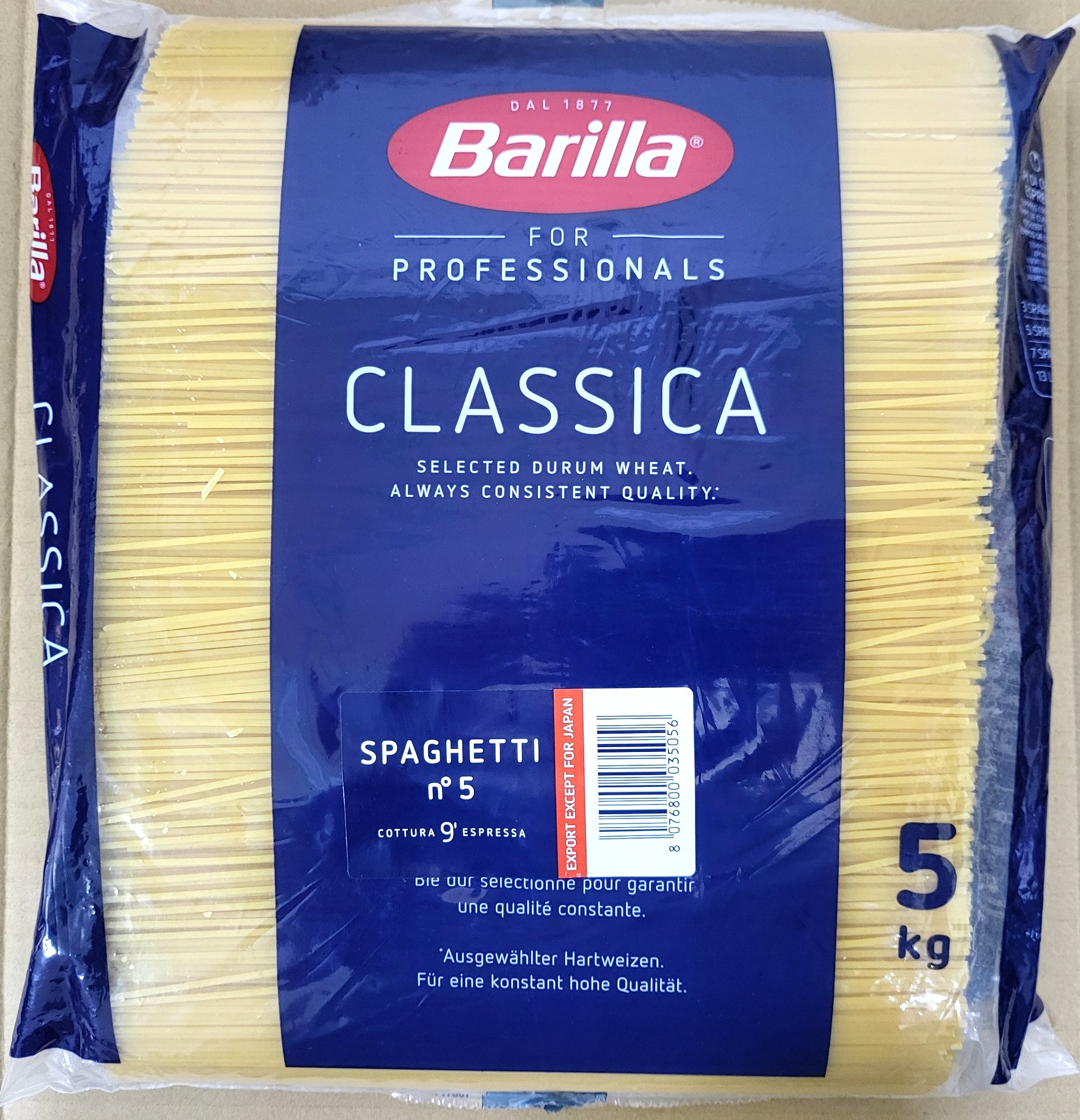 TÚI LỚN 5 Kg / SỐ 5 - MÌ SỢI HÌNH ỐNG CÁC CỠ / Ý / BARILLA No 5 Spaghetti Pasta