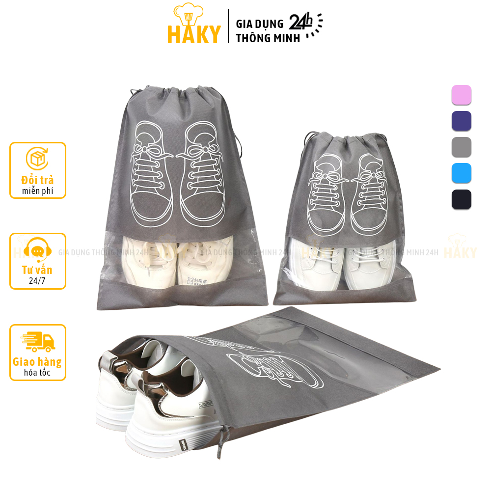 Túi đựng giày dép du lịch chống bụi bẩn có dây rút, nhiều size HAKY035