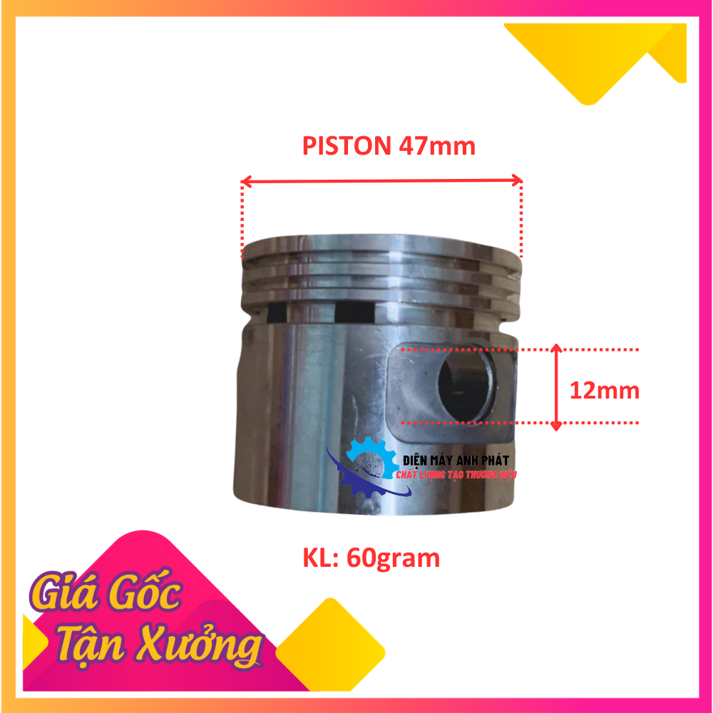 Piston inox ĐK 47*chốt 12mm dùng cho máy nén khí ,bơm hơi máy nén khí có dầu trực tiếp,PT47