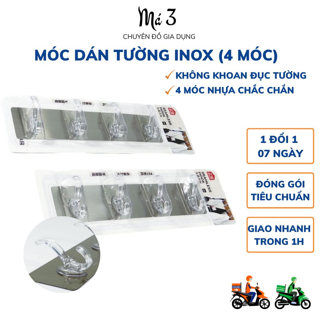 Móc treo quần áo dán tường, móc treo đồ chịu lực inox Zhengbao