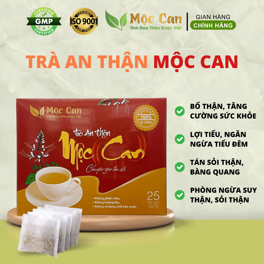 Trà Bổ Thận Mộc Can 25 túi giảm chứng thận yếu, tiểu đục, sỏi thận, sỏi bàng quang, thanh nhiệt, giải độc