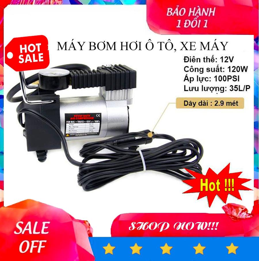 Bơm Áp Suất Mini, Máy nén khí mini,Bơm hơi 220V mini độ bền cao, Máy bơm hơi Ô Tô 12V Mini Áp Suất Cao - Bơm Hơi Ôtô, Xe Máy, Xe Đạp,... Mã Lực Cao Công Suất Lớn Đạt 120W - Bảo Hành 12 THÁNG 1 ĐỔI 1 Bởi HOT TREND SG