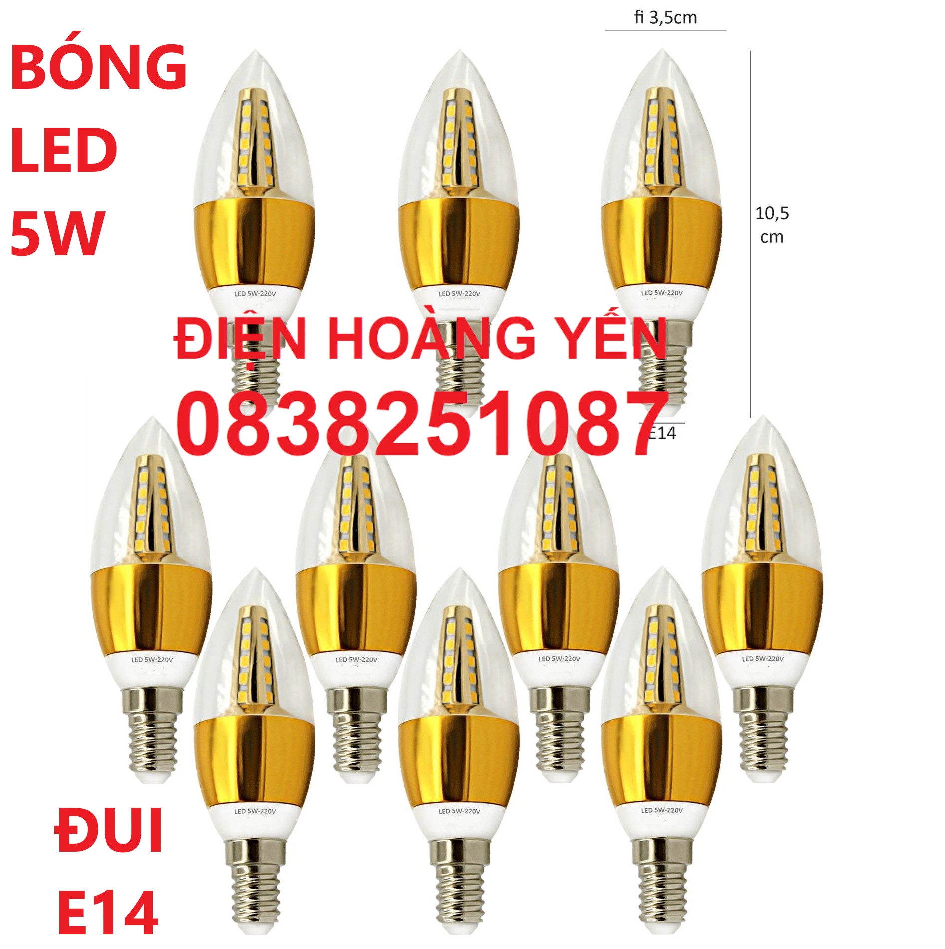   HCM 10 Bóng đèn Led nến 5w quả nhót đuôi E14 