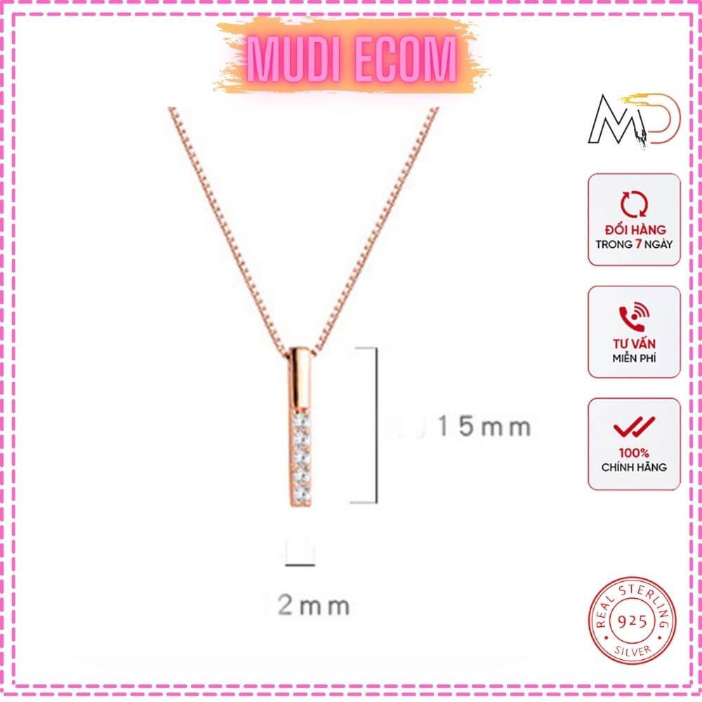 Dây chuyền nữ bạc ý 925 không gỉ kiểu dáng trẻ trung đơn giản thanh lịch với 2 màu bạch kim và vàng hồng sang trọng, dây chuyền bạc ý chính hãng MudiEcom