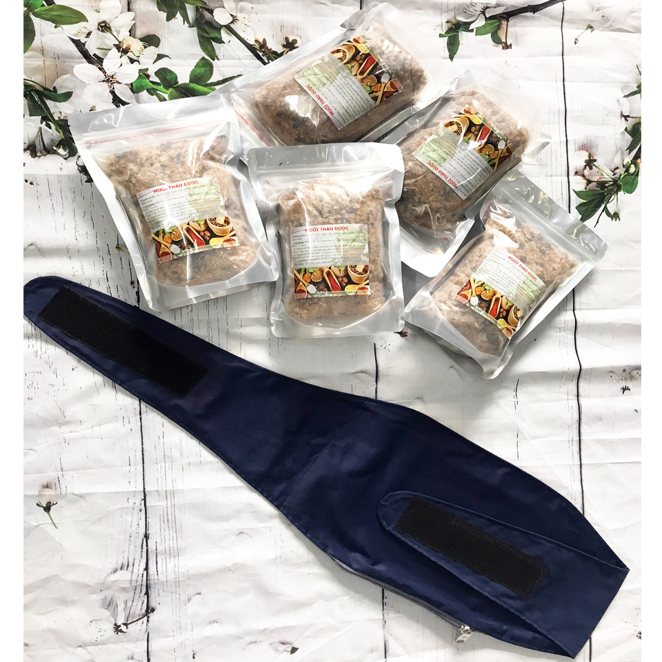 Combo 5 túi muối thảo dược sau sinh(800gr/ 1Túi)Tặng đai quấn muối