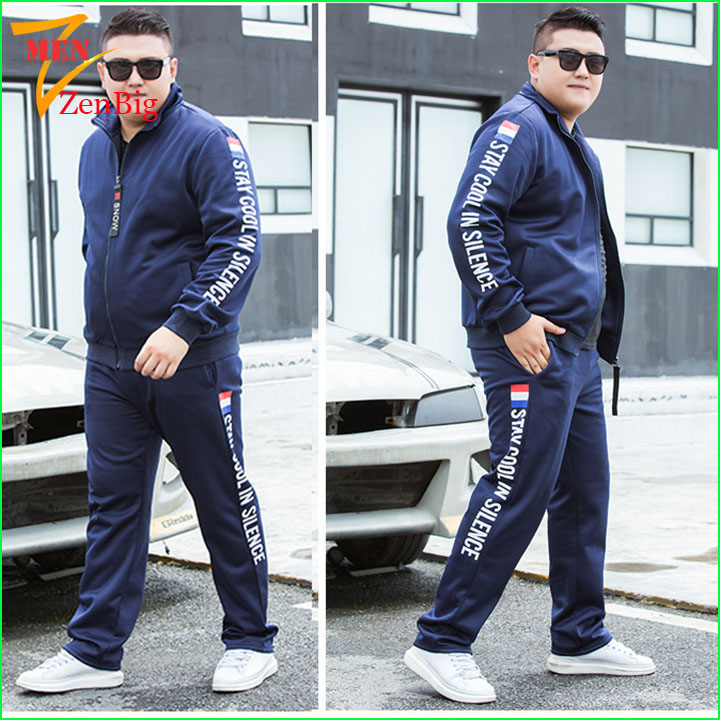 Bộ đồ thể thao ngoài trời cho nam cỡ lớn, dành cho người từ 80-150kg - Bộ quần áo nam size lớn, bụng bự- Bộ áo khoác và quần đơn màu 3xl - 9xl