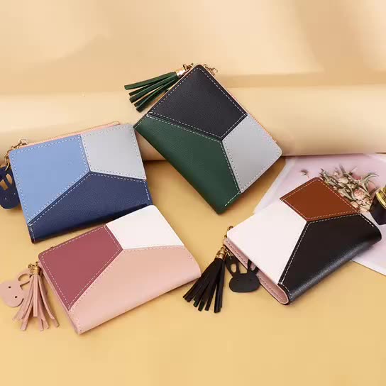 Phụ nữ ví zipper ngắn kẹp tiền học sinh hàn quốc khớp tạt zero túi xách