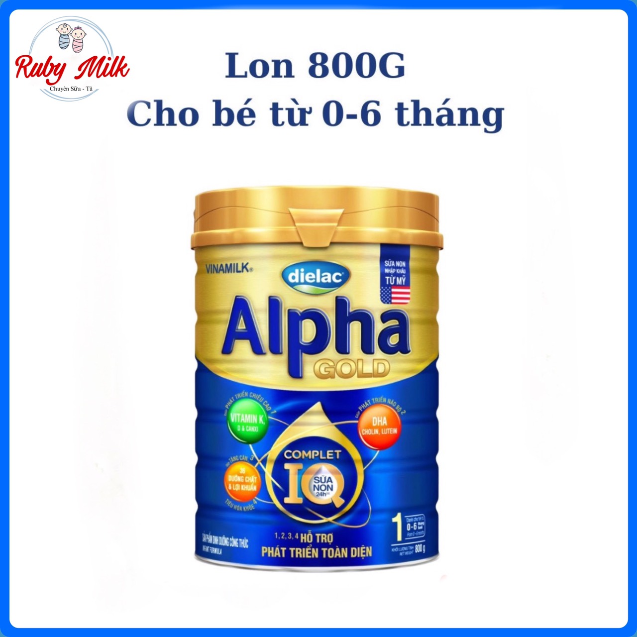 Date 3.2025 Sữa Bột Dielac Alpha Gold 1 Lon 800g Cho Trẻ Từ 0 - 6 Tháng