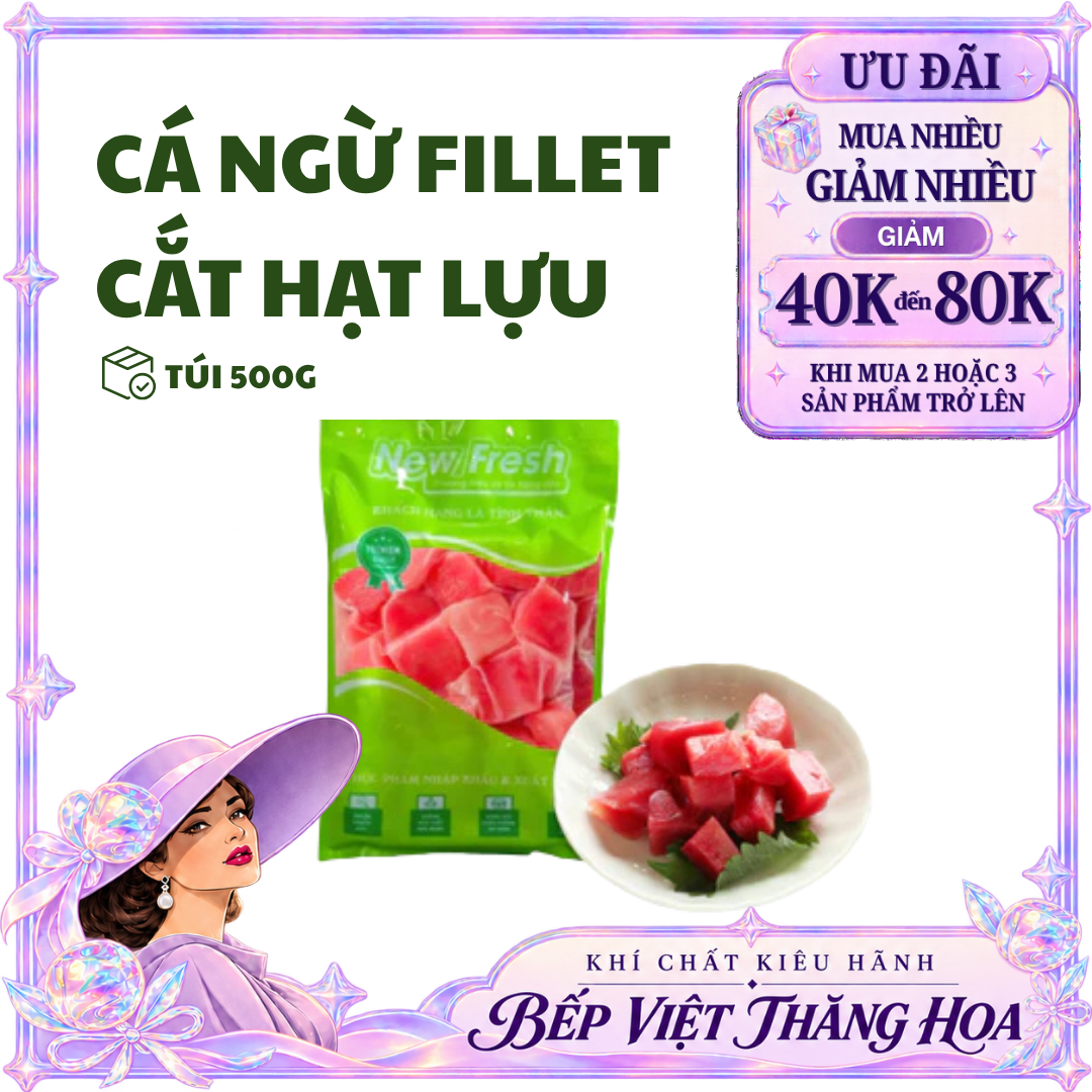 [HỎA TỐC HCM] Cá Ngừ Đại Dương Fillet Cắt Hạt Lựu - Túi 500G