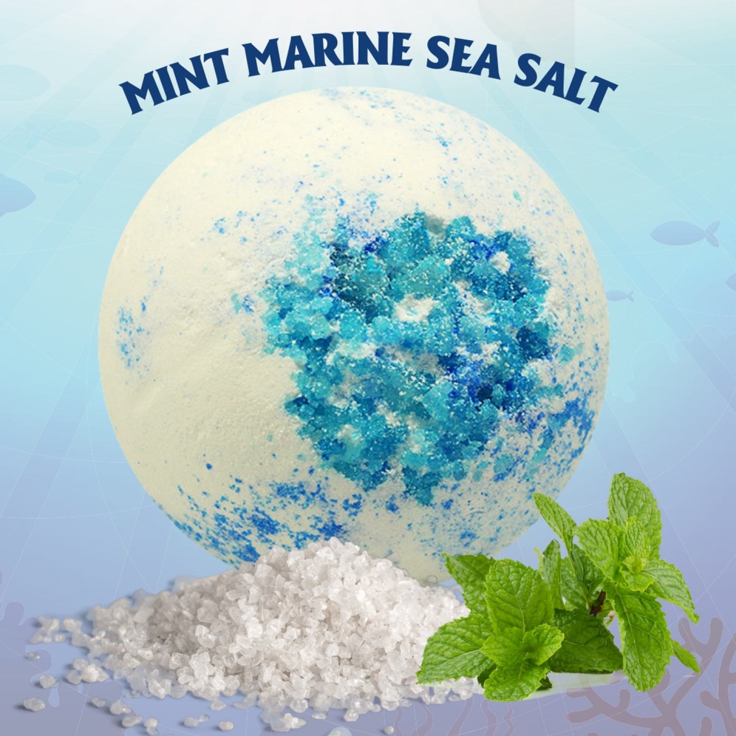 Mint marine blue sea salt- bom tắm muối biển tinh dầu bạc hà- bath bomb 100g