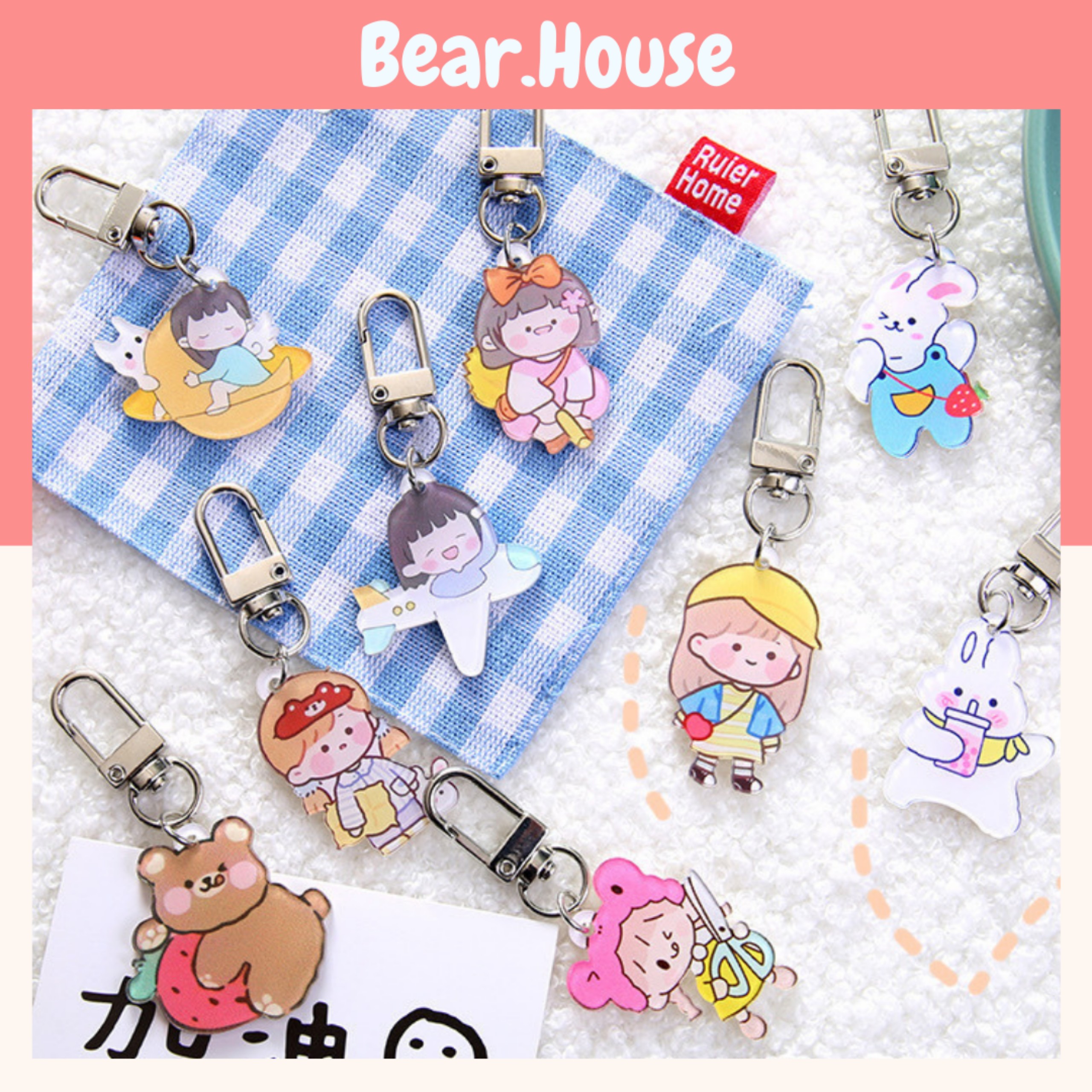 Móc Khóa Acrylic Keychain Cài Airpods Nhiều Hình Dễ Thương Bear.House
