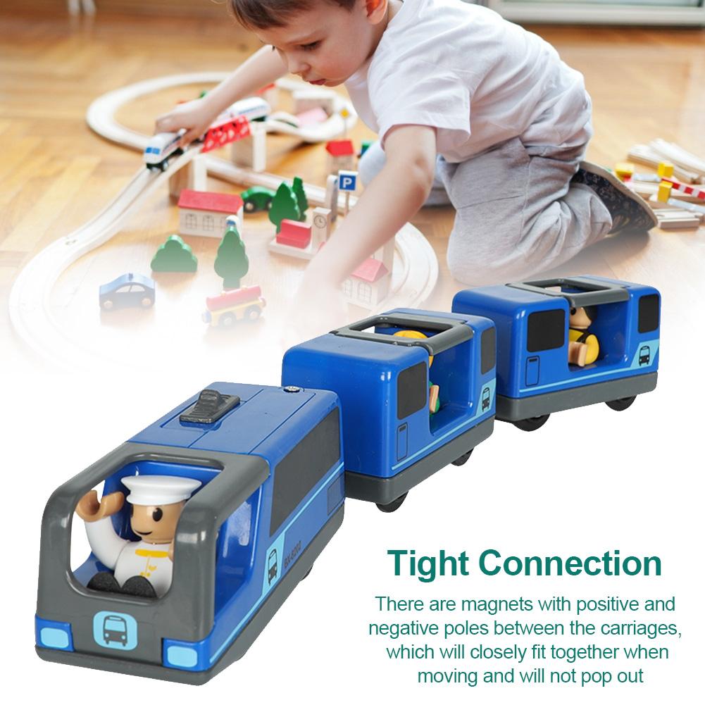 Bộ tàu điện 3 toa chỡ khách (SP k kèm đường ray), xe chơi được trên đường ray xe lửa gỗ HAPE, BRIO, THOMAS, EDWONE, GINIMAG