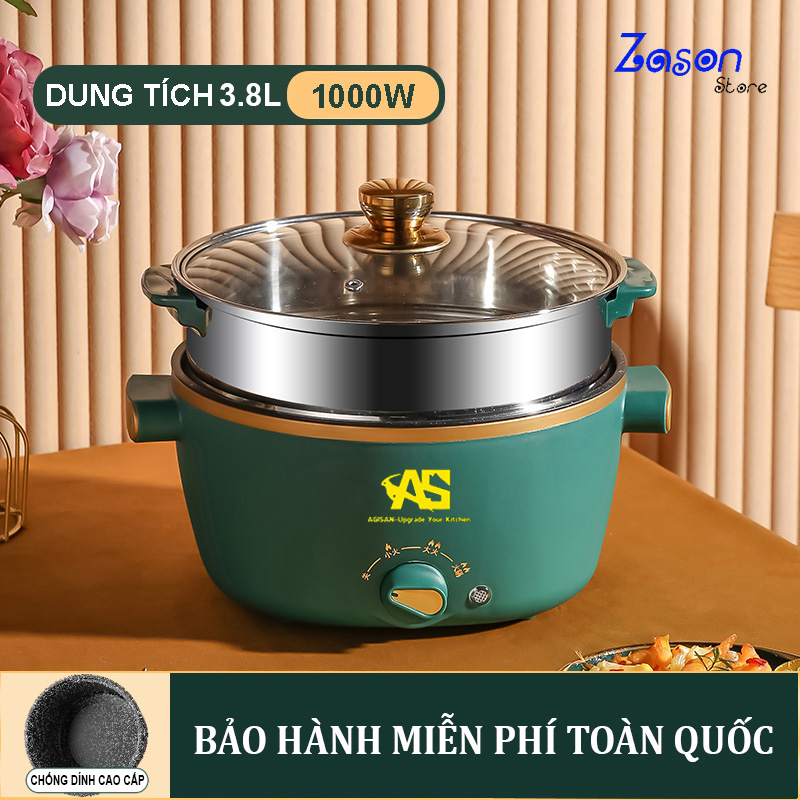 Nồi Lẩu Mini Đa Năng Công Suất 1000W, Nồi Nẩu Mini Dung Tích 3.8L Siêu Chống Dính Có 3 Nấc Nhiệt, Nồi Lẩu Sinh Viên Thích Hợp Ăn Từ 2 Đến 5 Người, Bếp Điện Đa Năng Bảo Hành 6 Tháng