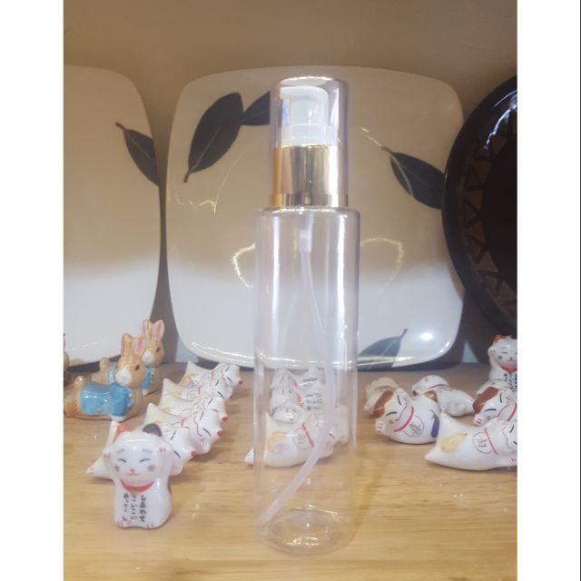 Chai nhựa trong 150ml vòi ngắn nắp vàng