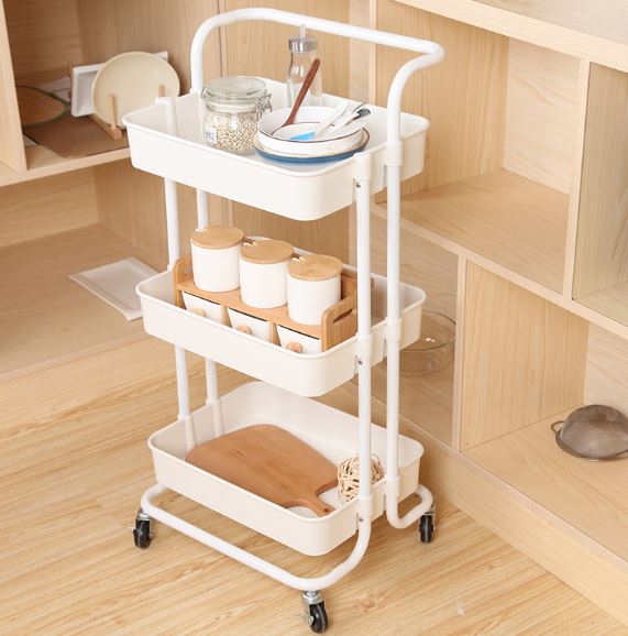 Kệ bỉm sữa 3 tầng có bánh xe, kệ đa năng spa