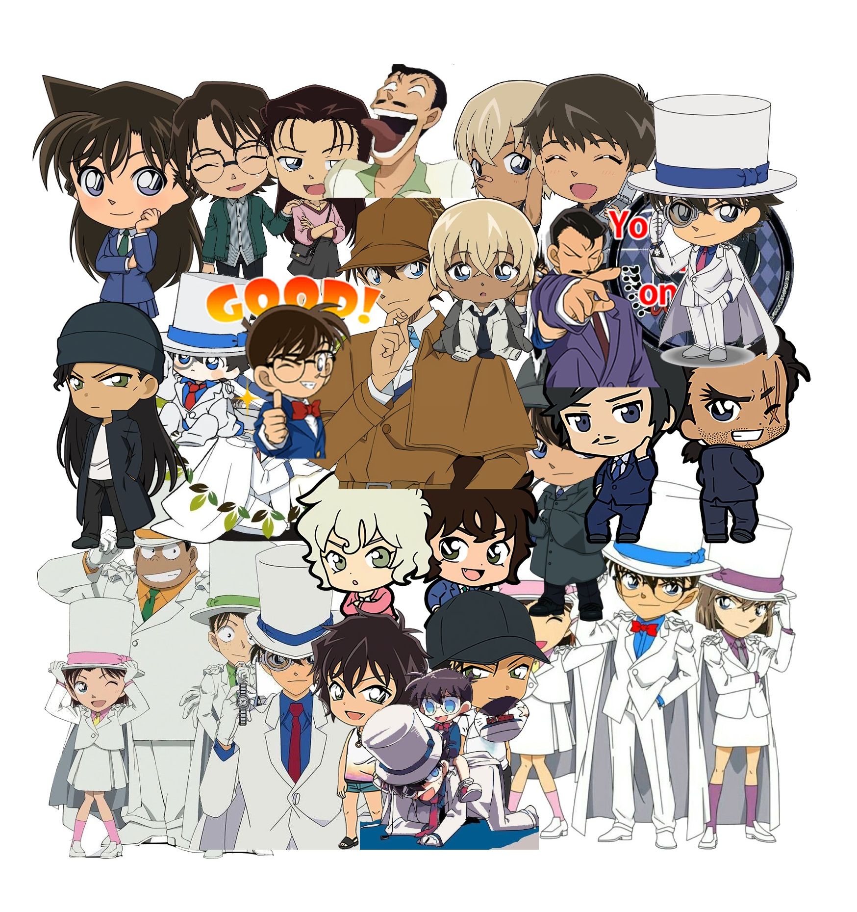 Bộ sticker nhãn dán hoạt hình thám tư Conan- siêu trộm Kid lừng danh