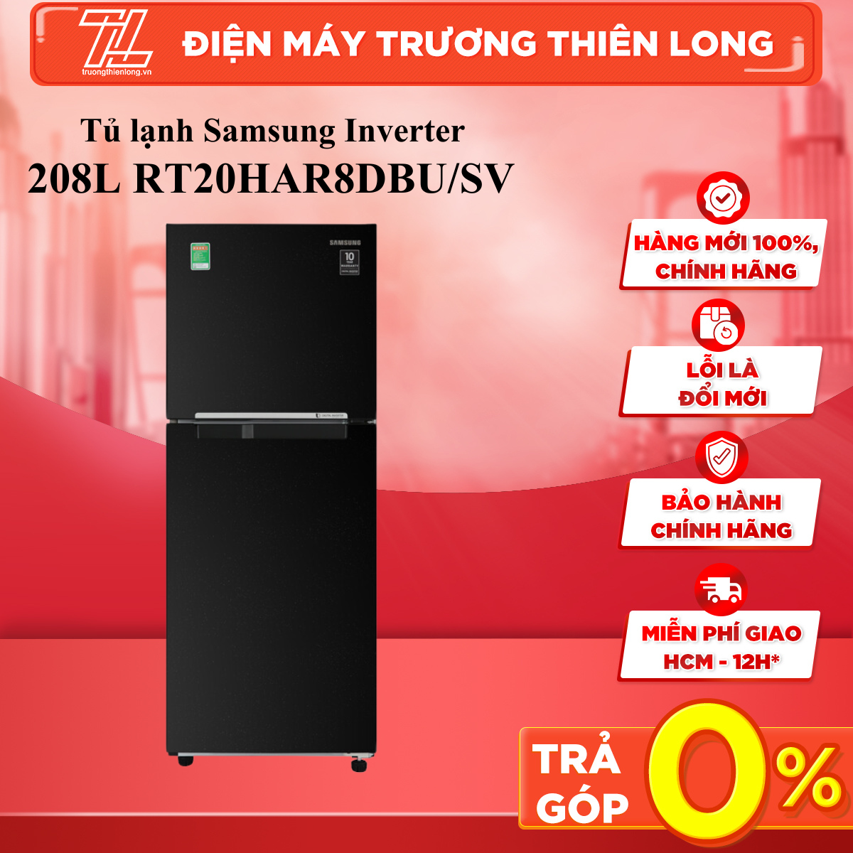 Tủ lạnh samsung inverter 208 lít rt20har8dbu/sv mới 2020 - bảo hành chính hãng 2 năm tận nhà - trả góp 0% - giao toàn quốc