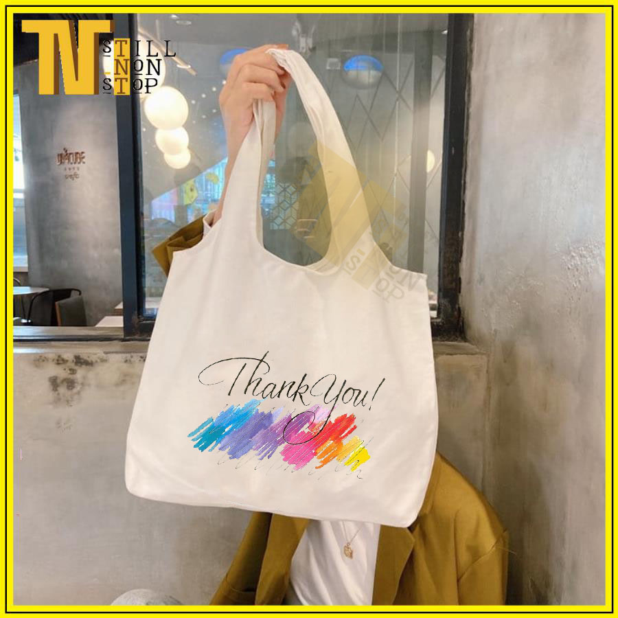 Túi tote thời trang cao cấp hàng nhập Quảng Châu, THANK YOU , túi vãi , túi quai lền thiết kế tỉ mĩ hợp thời trang