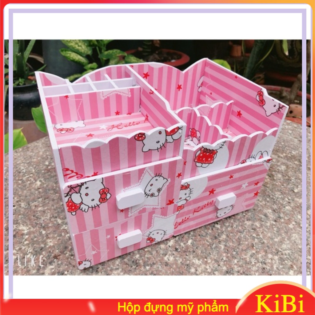 Kệ mỹ phẩm tai mèo kitty đựng son phấn trang điểm mỹ phẩm gọn gàng