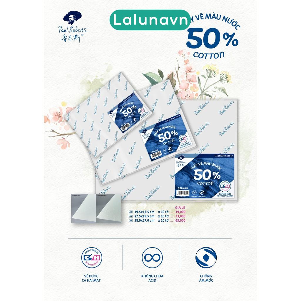 TẬP 10 tờ Giấy Vẽ Màu Nước Paul Rubens 50% cotton ( 300gms ) khổ giấy A3/A4/A5 lỡ - B16