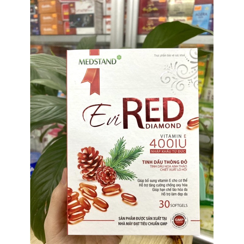 Vitamin E đỏ Evi Red Diamond - Hỗ trợ bảo vệ và hạn chế lão hóa da, giúp giữ ẩm và làm đẹp da.