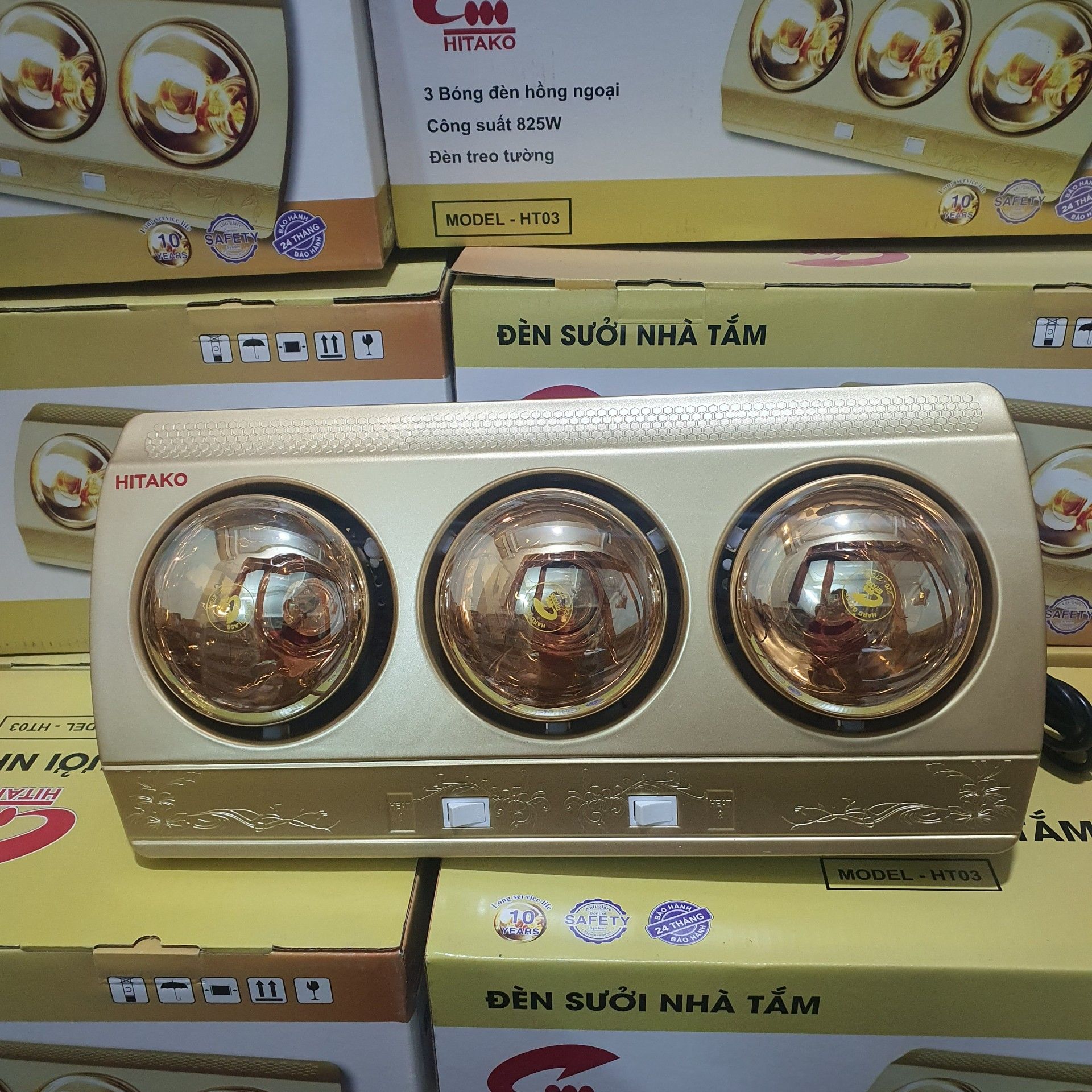 Đèn sưởi nhà tắm cao cấp hitako 2 bóng - 3 bóng chịu nhiệt, chống cháy, siêu bền.