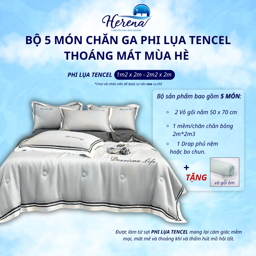 Bộ chăn hè phi lụa tencel cao cấp Herena