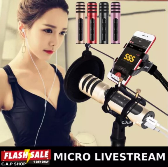 Micro thu âm C7 - Karaoke trên điện thoại không cần soundcard - Thu âm, livestream, karaoke online cực hay - Vỏ kim loại độ bền cao - Tặng kèm tai nghe nhét tai