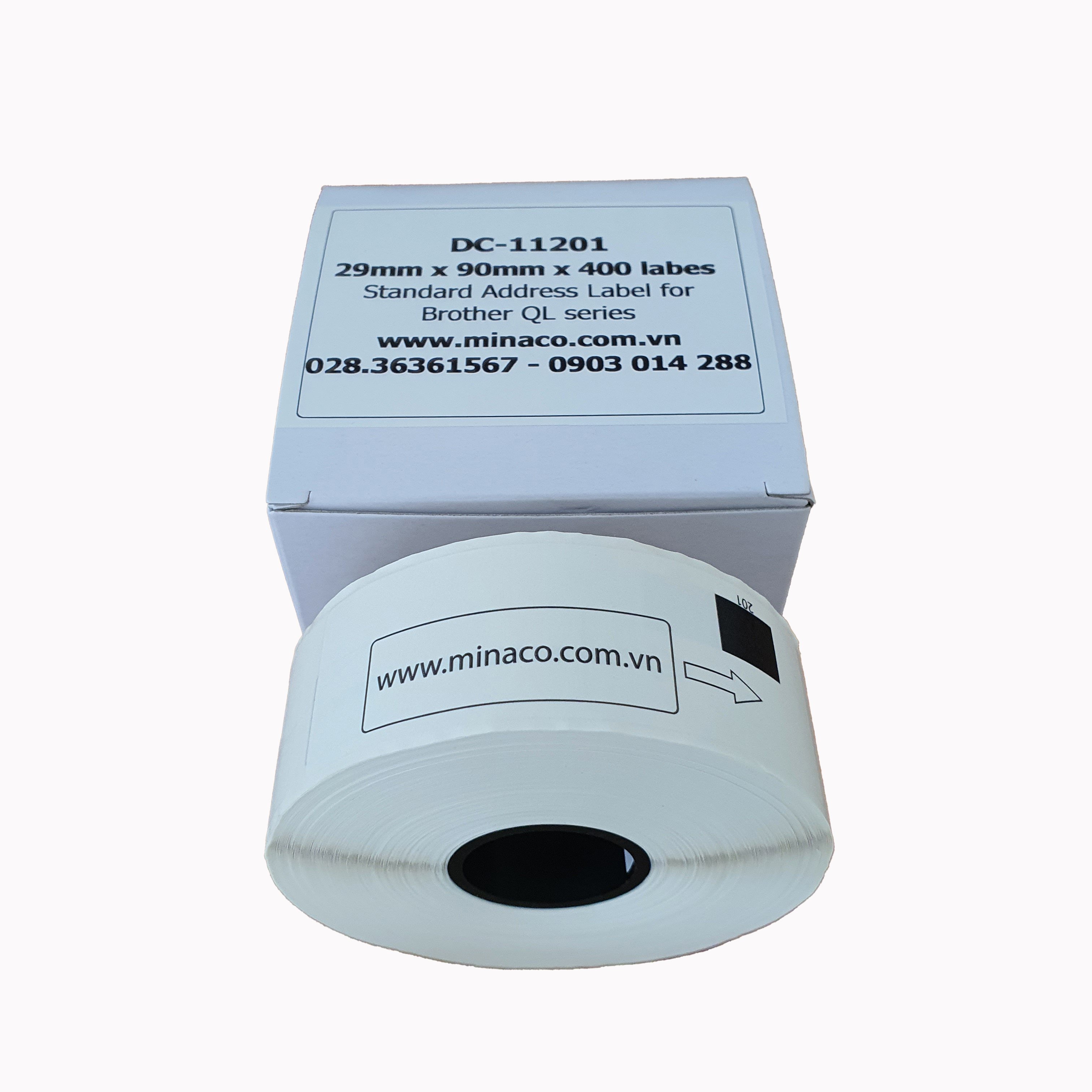 Dc-11201 cuộn nhãn 29mm x 90mm dùng cho máy in nhãn brother ql-700 / ql-800 / ql-810w / ql-820nw / ql-720nw / ql1050 / ql-1060n /ql-1100 / ql-1110n / td-2020 / td-2130n / td-4000.