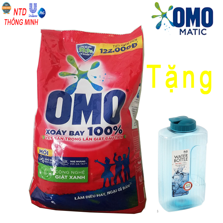 Hot - Bột giặt Omo 6kg tặng kèm bình nước Lock Lock 2.1L - NTD Thông Minh