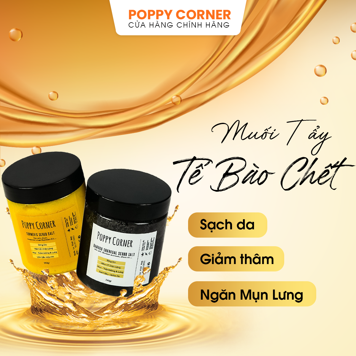 Muối Than Sạch Mụn Lưng/ Muối Nghệ Sạch Thâm - POPPY CORNER