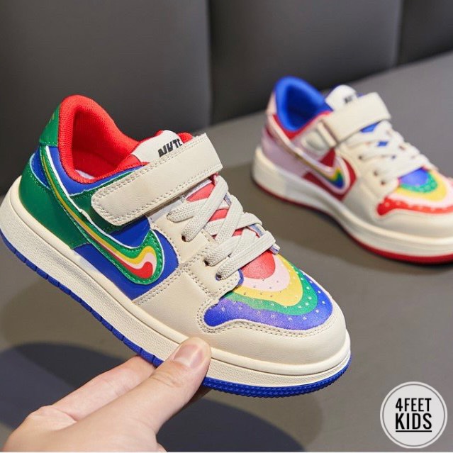 Giày đi học rainbow 2 cho bé trai bé gái từ 3-12 tuổi style nhật bản, mix full color từ bst thu đông 2022